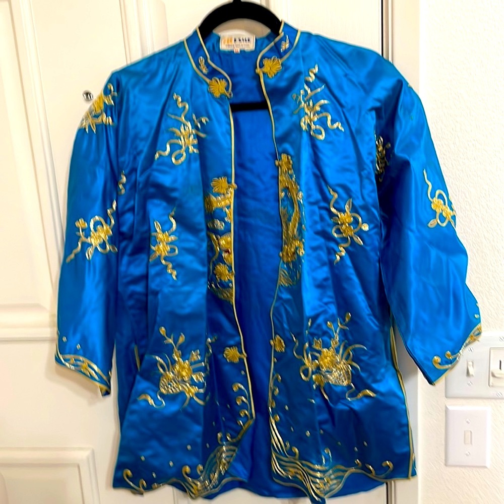 Rare  ESME Blue Silk kimono jacket Sz xl